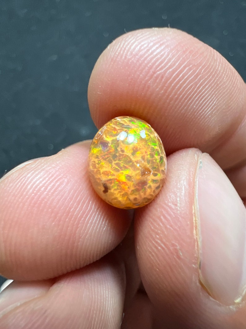 Amazing fire opal on matrix with its beautiful sparkles and landscapes AAA quality weight 3.45 carats measure 17x13x9 mm image 4