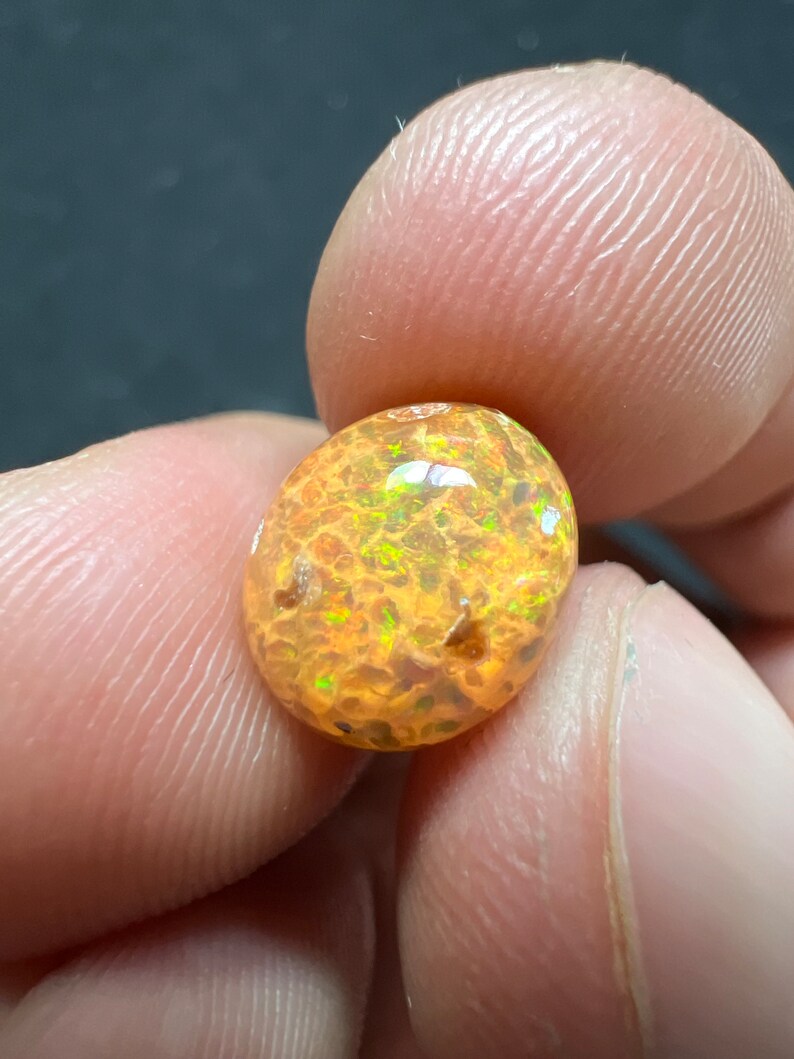 Amazing fire opal on matrix with its beautiful sparkles and landscapes AAA quality weight 3.45 carats measure 17x13x9 mm image 5