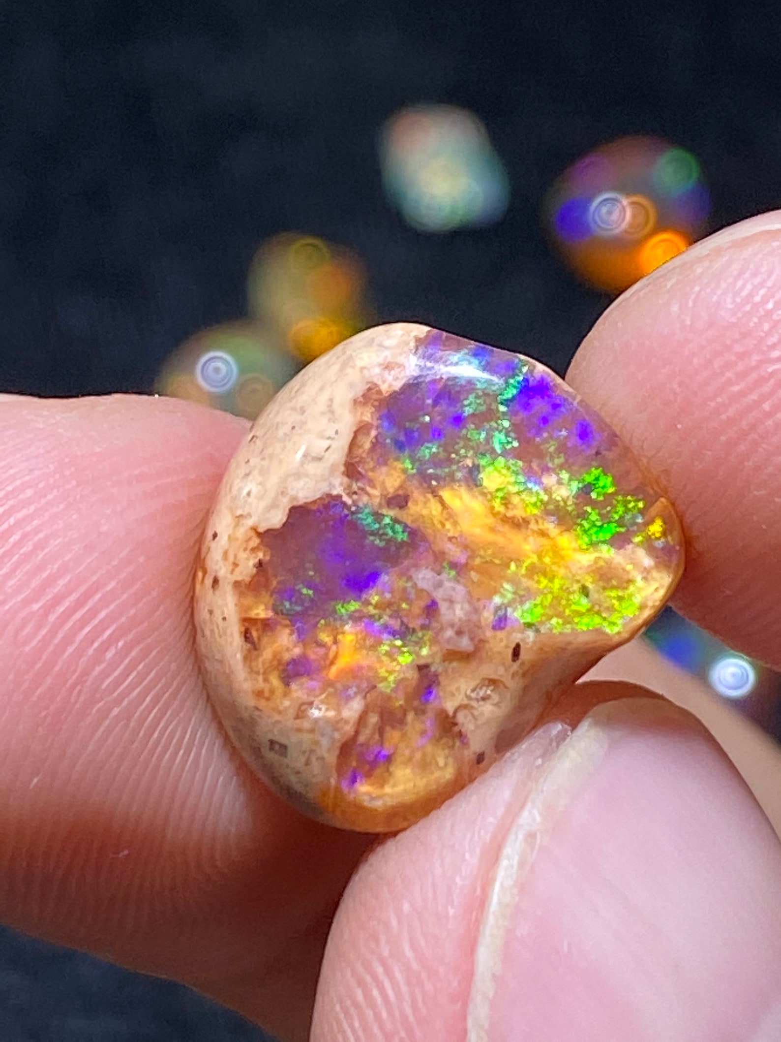Amazing fire opal on matrix with its pretty purple and green Etsy