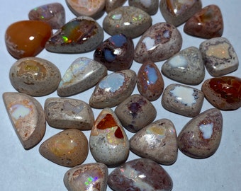 amazing lot of magical fire opals with their beautiful sparkles  AA quality 28 pieces