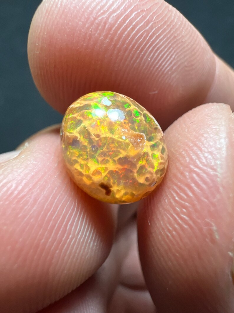 Amazing fire opal on matrix with its beautiful sparkles and landscapes AAA quality weight 3.45 carats measure 17x13x9 mm image 8
