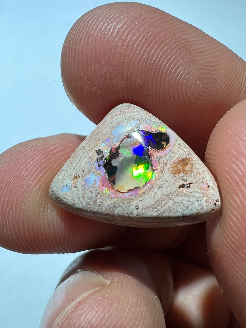 Amazing fire opal on matrix with its beautiful sparkles and landscapes AAA quality weight 10.75 carats measure 21x15x6 mm image 5