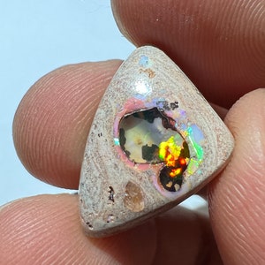 Amazing fire opal on matrix with its beautiful sparkles and landscapes AAA quality weight 10.75 carats measure 21x15x6 mm image 7