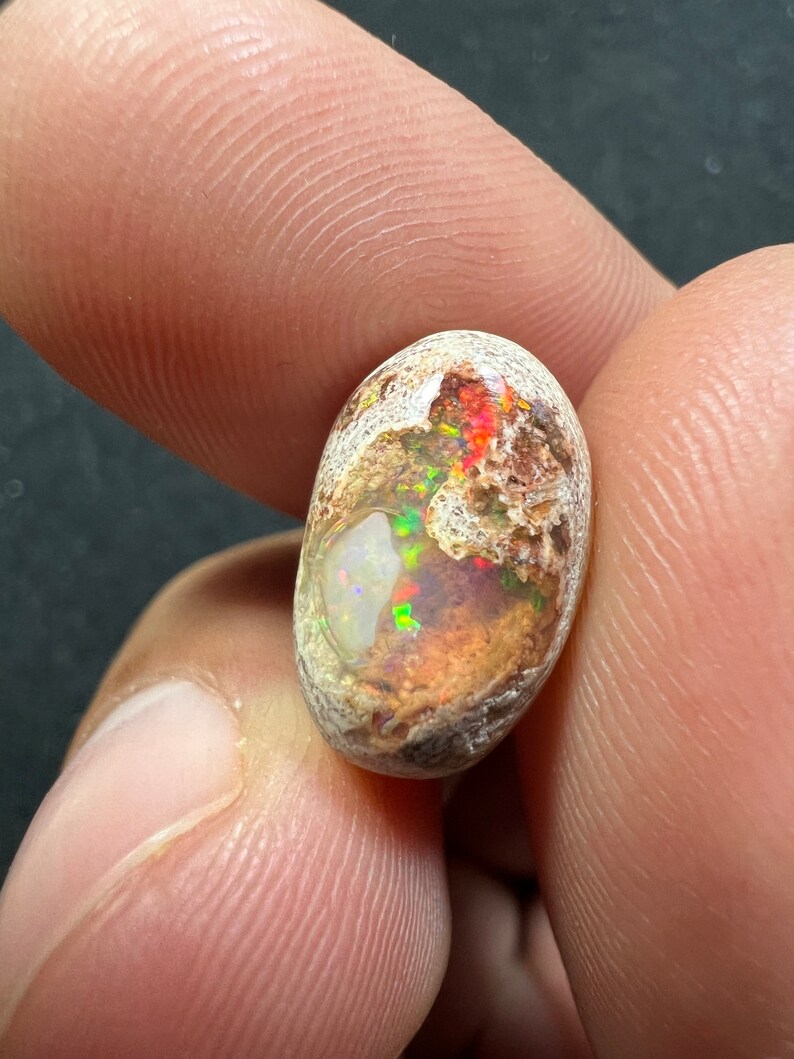 Amazing fire opal on matrix with its beautiful sparkles AAA quality weight 7.40 carats measure 16x10x7 mm image 5