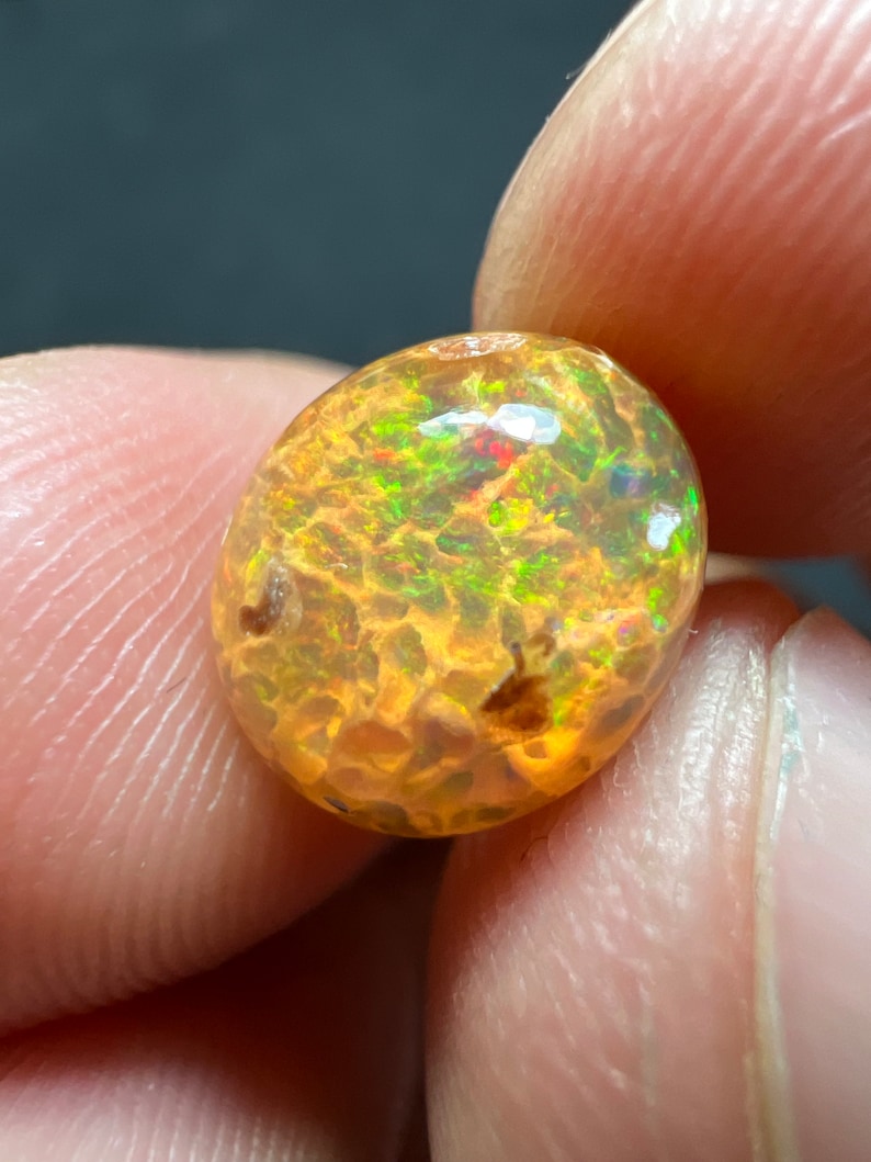 Amazing fire opal on matrix with its beautiful sparkles and landscapes AAA quality weight 3.45 carats measure 17x13x9 mm image 3