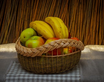 Fruit basket, willow basket, wicker plate, kitchen bag, woven ,  wicker, wicker purse, basket for eggs, egg basket, handwoven