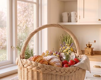 Elegante cestino da portata in vimini fatto a mano – Stile country francese