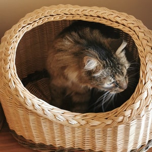 Grotte de chat, panier de chat, panier pour chats, tissé à la main, panier pour chat, sac frais, panier de saule, cocon de chat, meubles pour animaux de compagnie, lit de chat mignon image 4