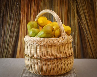 panier rond, shopping, osier, saule, panier pour oeufs, panier à oeufs, pique-nique, marché, tissé, fait main