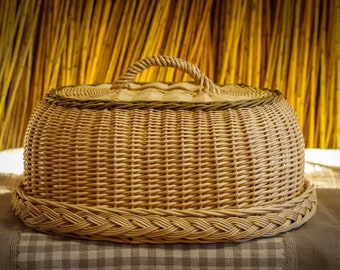 Basket for bread, willow, serving tray,  bread box, country style basket, kitchen food storage, woven basket, byo
