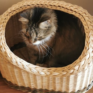 Grotte de chat, panier de chat, panier pour chats, tissé à la main, panier pour chat, sac frais, panier de saule, cocon de chat, meubles pour animaux de compagnie, lit de chat mignon image 6