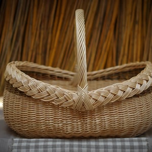 wicker willow basket, mushroom basket, egg basket, picnic , shopping, market,  woven basket