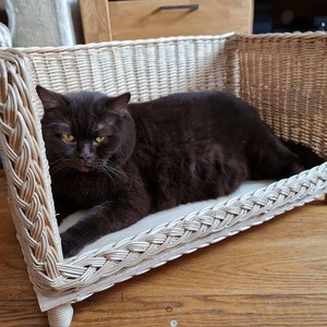 Cat bed, open frame bed, wicker basket, willow basket, bed for pet, dog bed, basket for dog, pet furniture,  andwoven basket, dog house