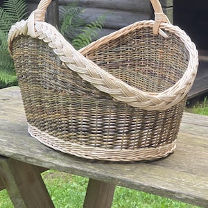 Authentic Handmade Willow Basket – Garden Harvest, Picnic, Vegetable or Firewood Carrier
