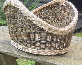 Ancien panier de peche en osier vintage - France
