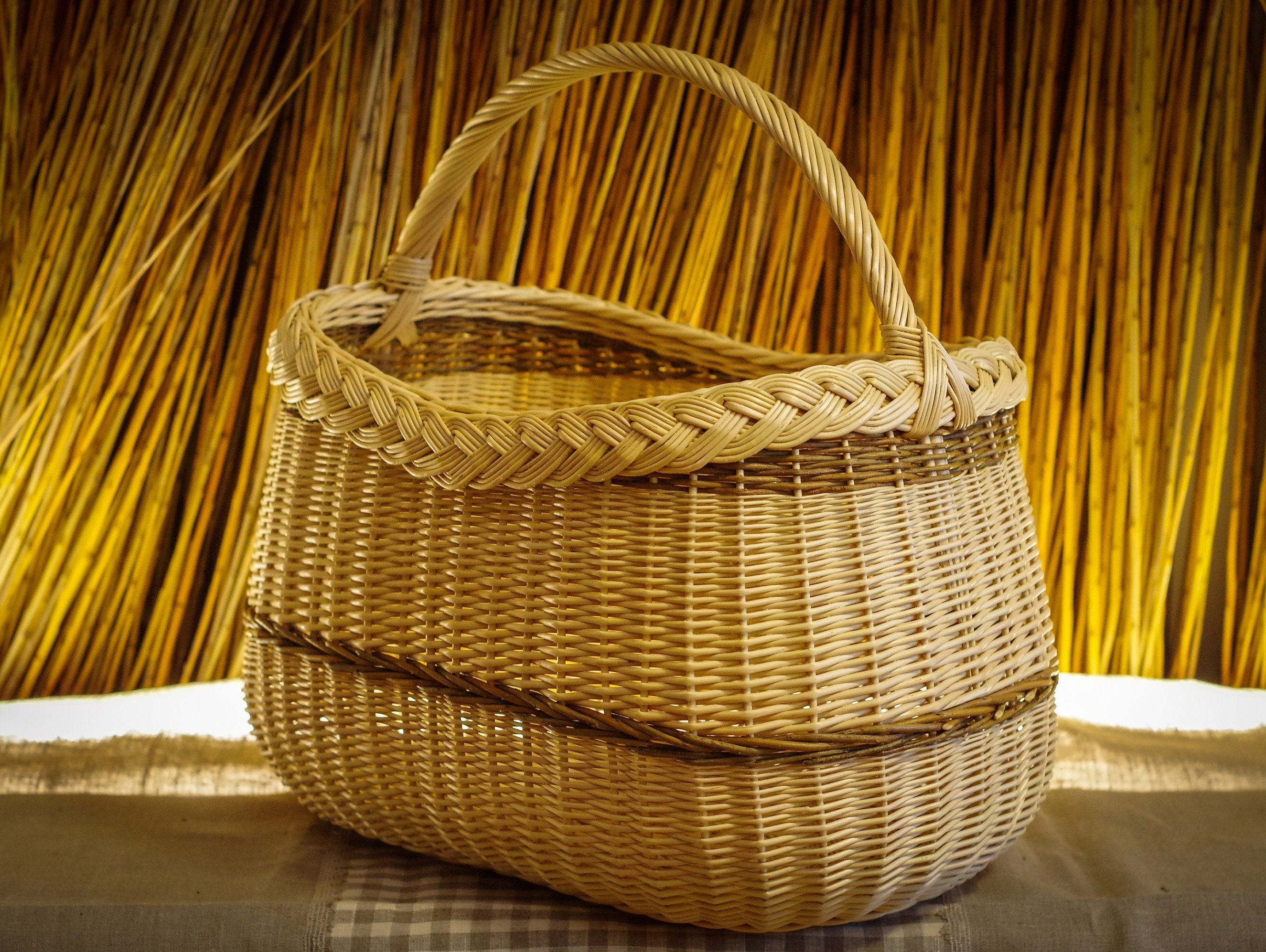 Wicker Basket Picnic Shopping Market Fresh Willow BYO Etsy