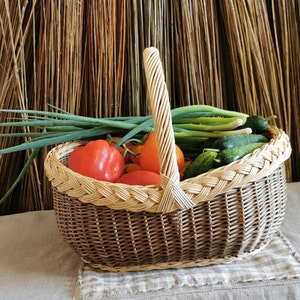 Weidenkorb, Korb für Eier, Picknick, Einkaufskorb, französische Weide, gewebter Korb