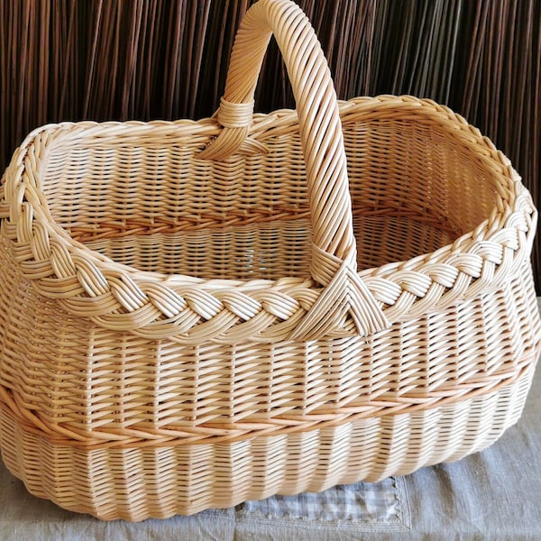 Large wicker basket, willow basket, wicker basket, picnic, shopping, market, fresh willow , BYO, woven basket, handmade