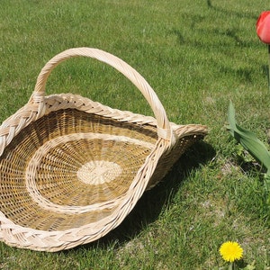 Flower girl basket, wicker, rustic, willow , flower gathering basket, fire place basket, garden season basket, handmade