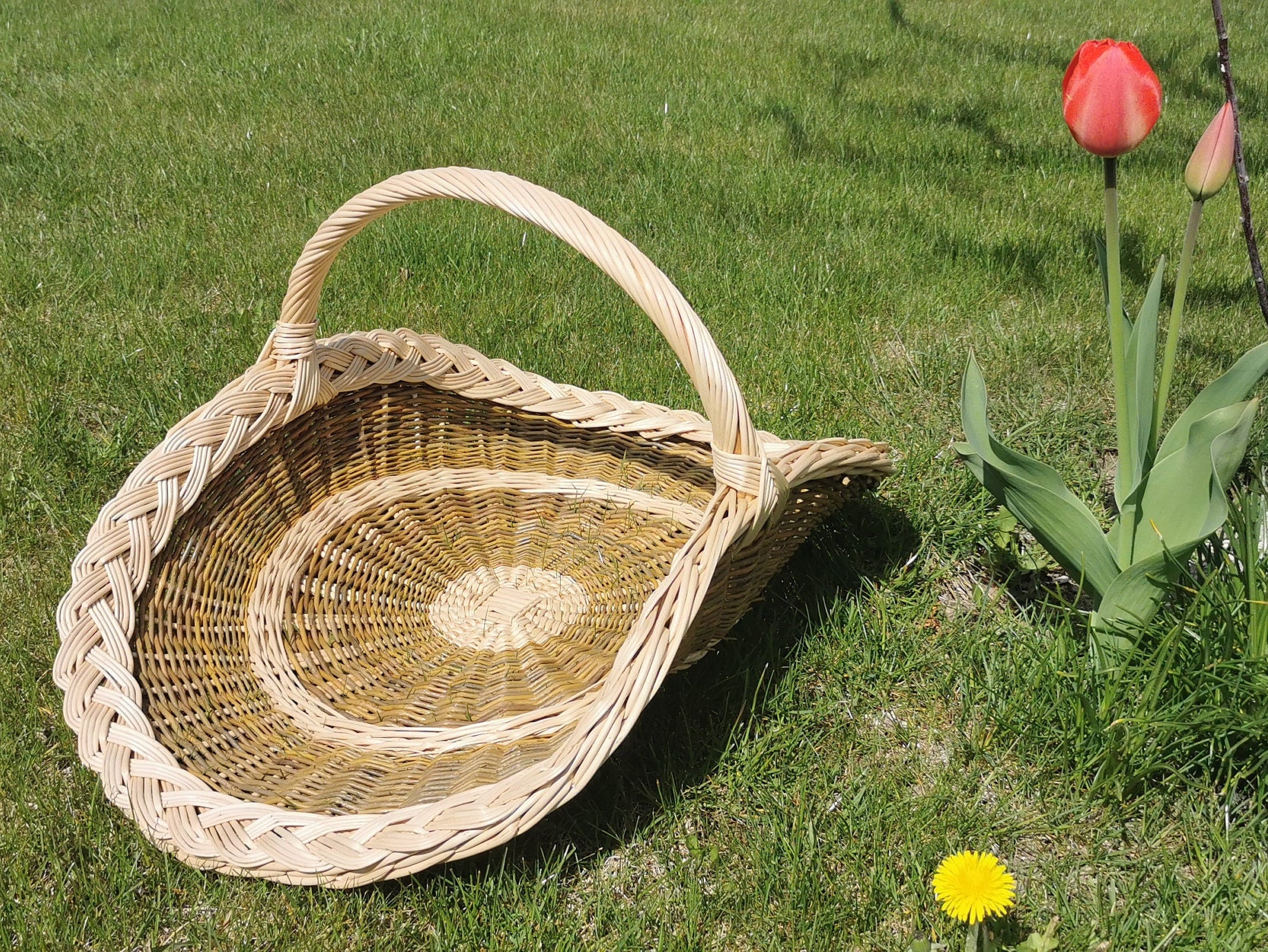 Flower girl basket, wicker, rustic, willow , flower gathering basket, fire place basket, garden season basket, handmade