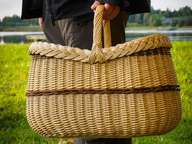 Wicker Basket Picnic Shopping Market Fresh Willow BYO Etsy