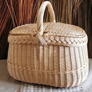 Picknickkorb, Weide, Korbwaren, Einkaufen, Markt, frischer Weidenkorb, BYO, Landhausstil, handgemacht