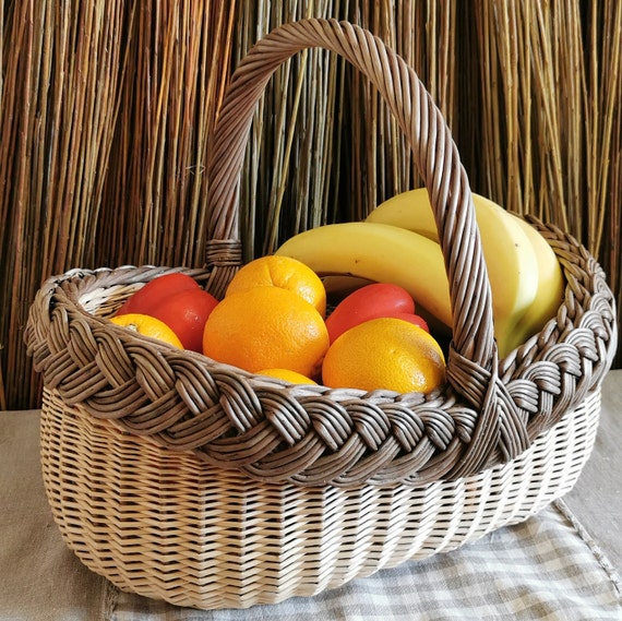 Handmade Willow Woven Basket: Picnic, Market, or Egg Gathering