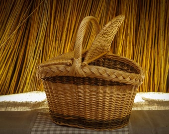 Flower girl basket, picnic, wicker, willow, basket for eggs, woven, shopping, market, BYO