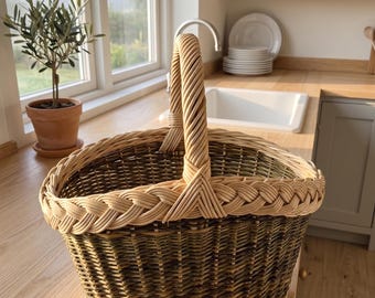 Rustic Willow Basket Handwoven Bread Basket Farmhouse Kitchen Decor