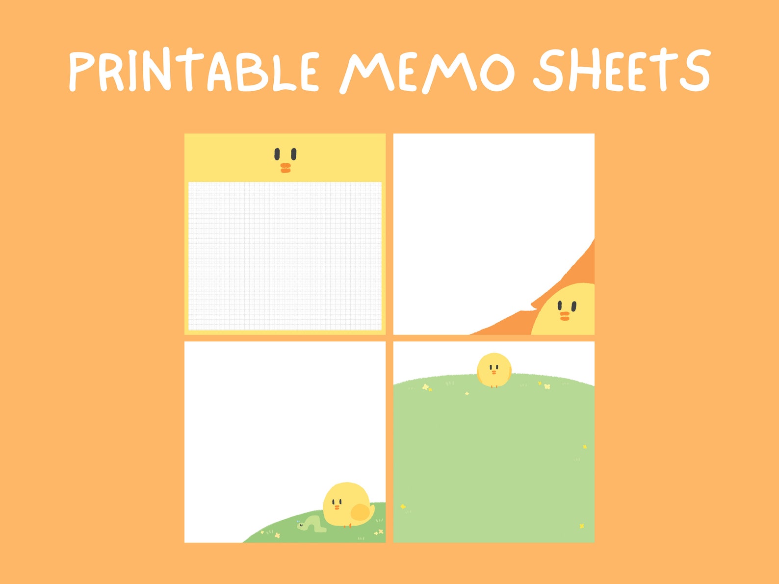 Printable Notepad Square Memo Sheets Set Digital Memo Etsy