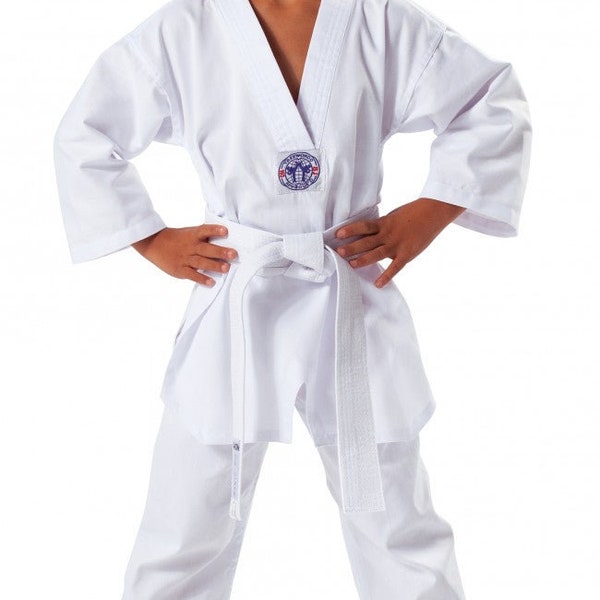 Taekwondo Uniforms White PolyCotton Martial Art 8oz Gi with belt