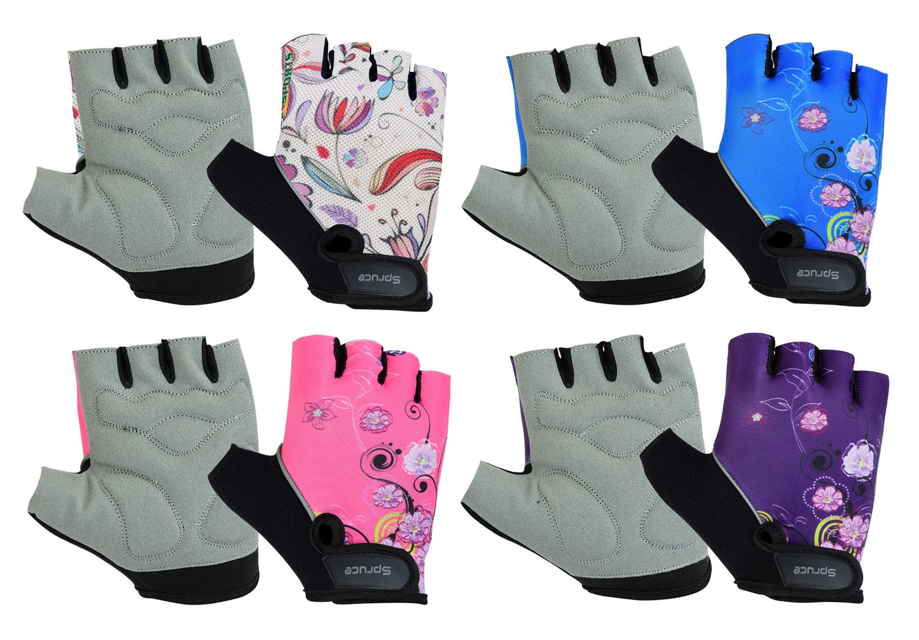 Ladies Fingerless Leather Gloves With Gel Palm - SKU 8232-00-UN