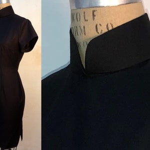 1960s Hong Kong style Little Black CheongSam Dress [Tailor-Made] [ Silk wool blend ]