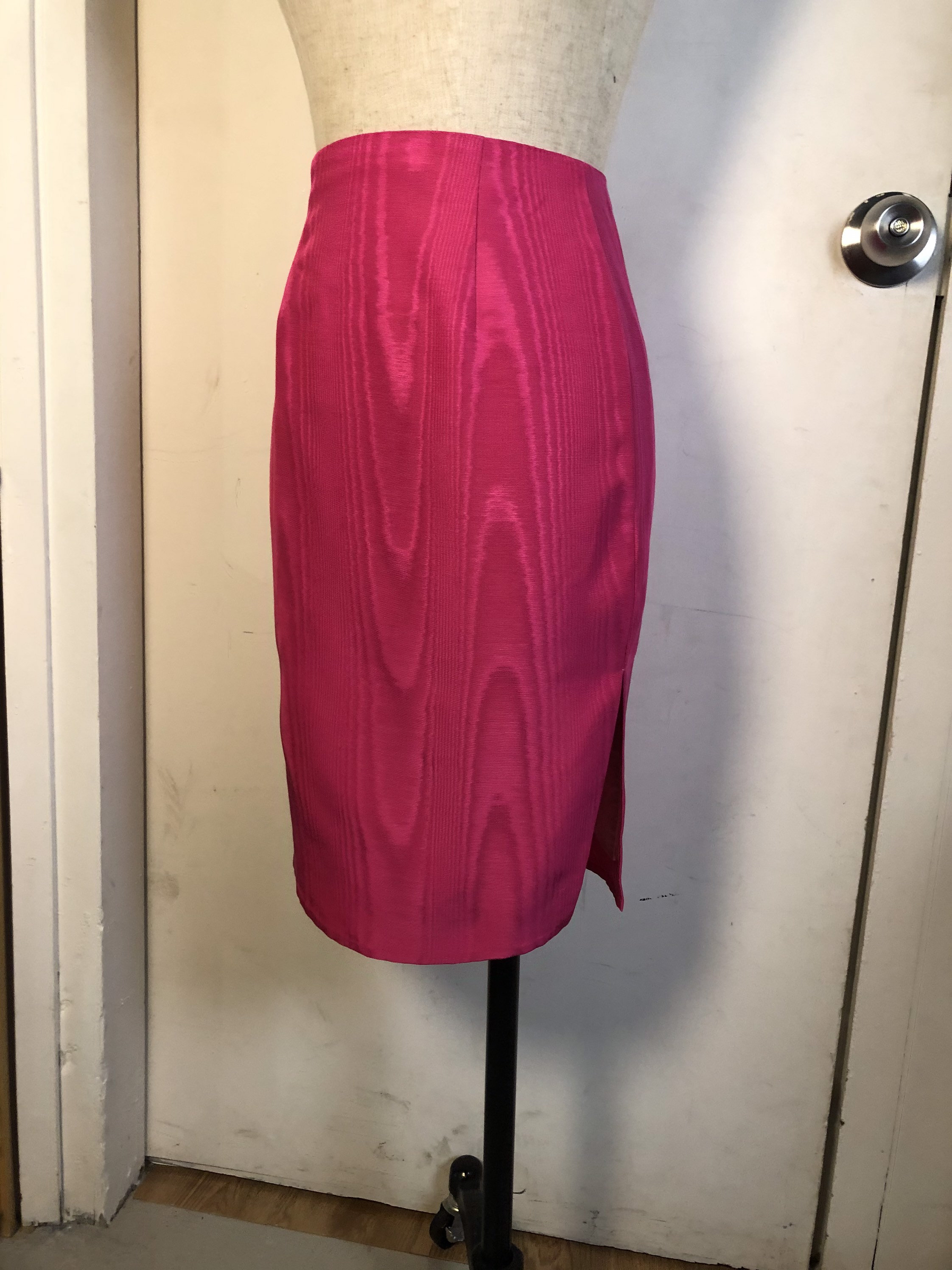 Cheongsam Skirt tailormade Moiré Pattern Shocking Pink Etsy