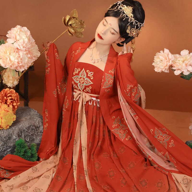 夏唐風 Chinese Tang Dynasty Style Hanfu 3 Pieces Set Tartars