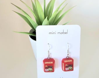 McDonald's Big Mac Box Hamburger Earrings