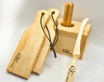 Kids Butter Press Kit: Pine Mold, Paddles & Spurtle