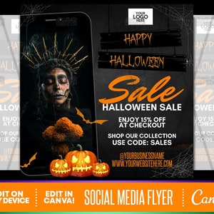 Halloween Sale Canva Template, Premade Templates, Social Media Flyer, Instagram Flyer, Premade Flyer, Trick Or Treat Beauty Flyer