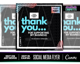 DIY Thank You For Your Business Flyer, Social Media Template (Canva Editable)