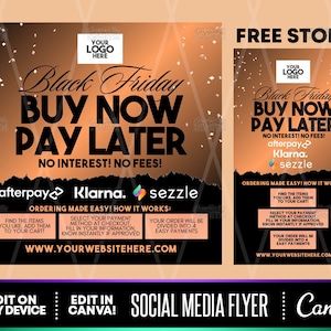 DIY Black Friday Buy Now Pay Later Flyer, Instagram Story, Canva Templates, DIY Premade Templates, Social Media Post Flyer, Instagram Flyer