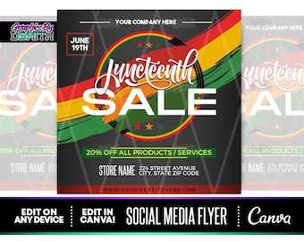 Juneteenth Sale Canva Template (7x7in Digital Download)