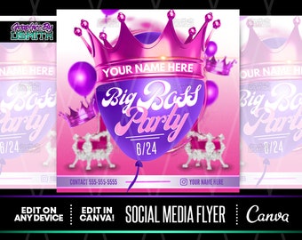 Big Boss Party Flyer Canva Template, Women Empowerment (Digital Download)