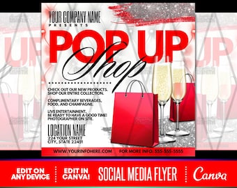 DIY Pop Up Shop Flyer, Social Media Template (Canva)