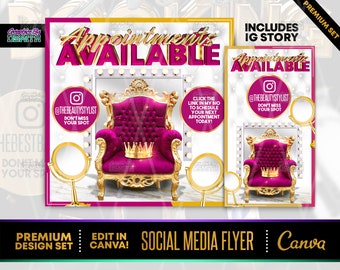 Appointments Booking Canva Templates, Social Media Flyer (Digital Download)
