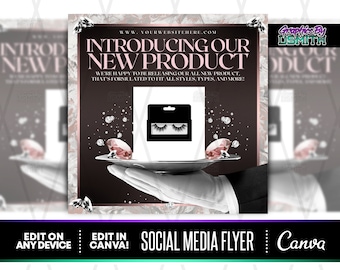 Rose Gold Social Media Flyer Template, New Product Promo (Canva, 7x7in) (Digital Download)
