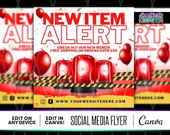 DIY New Item Alert Flyer Template, Social Media, Canva (Digital Download)