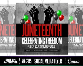 DIY Juneteenth Flyer Template, Social Media, Canva (PDF)