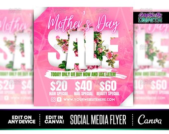Plantilla DIY de Canva rosa para rebajas del Día de la Madre
