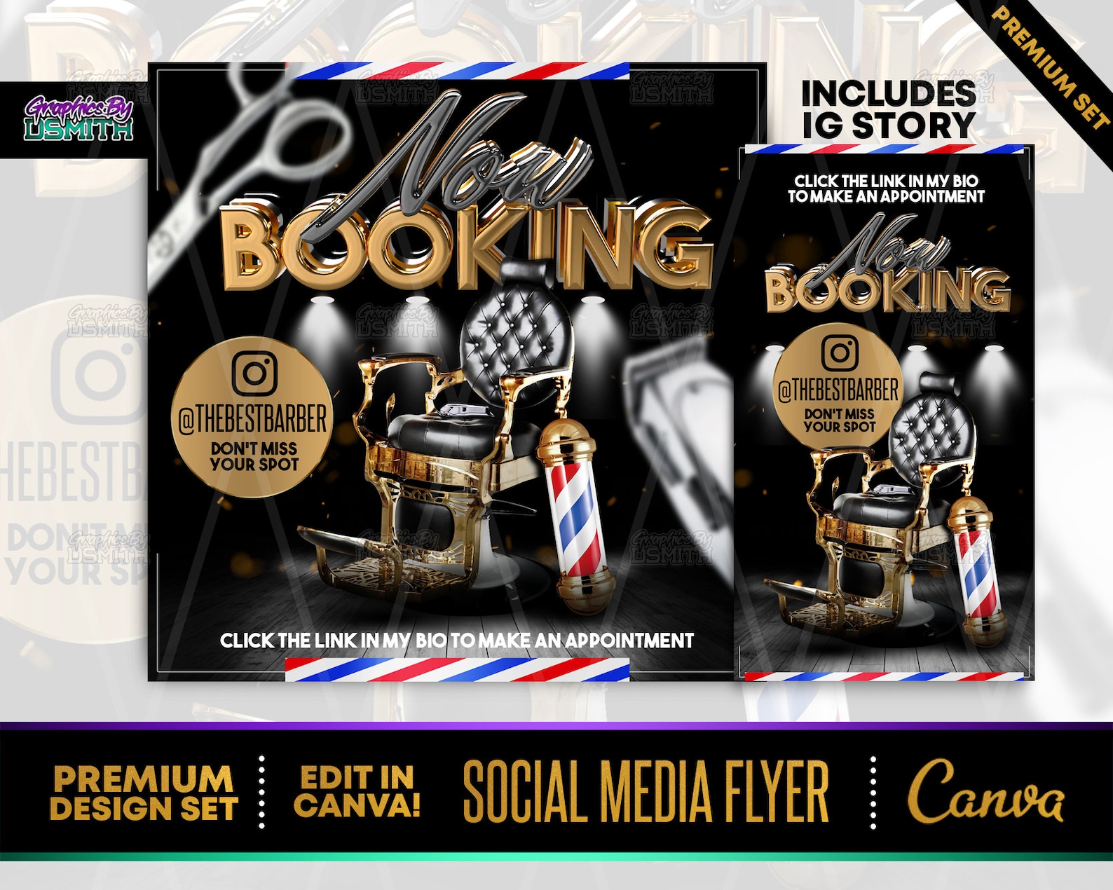 DIY Now Booking Barber Canva Templates Premade Templates Etsy