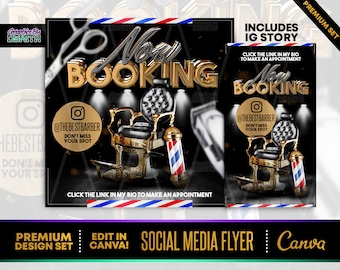 DIY Jetzt Buchung Barber Canva Vorlagen, Vorgefertigte Vorlagen, Social Media Flyer, Instagram Flyer, Vorgefertigte Flyer, Barbershop Flyer, Barber